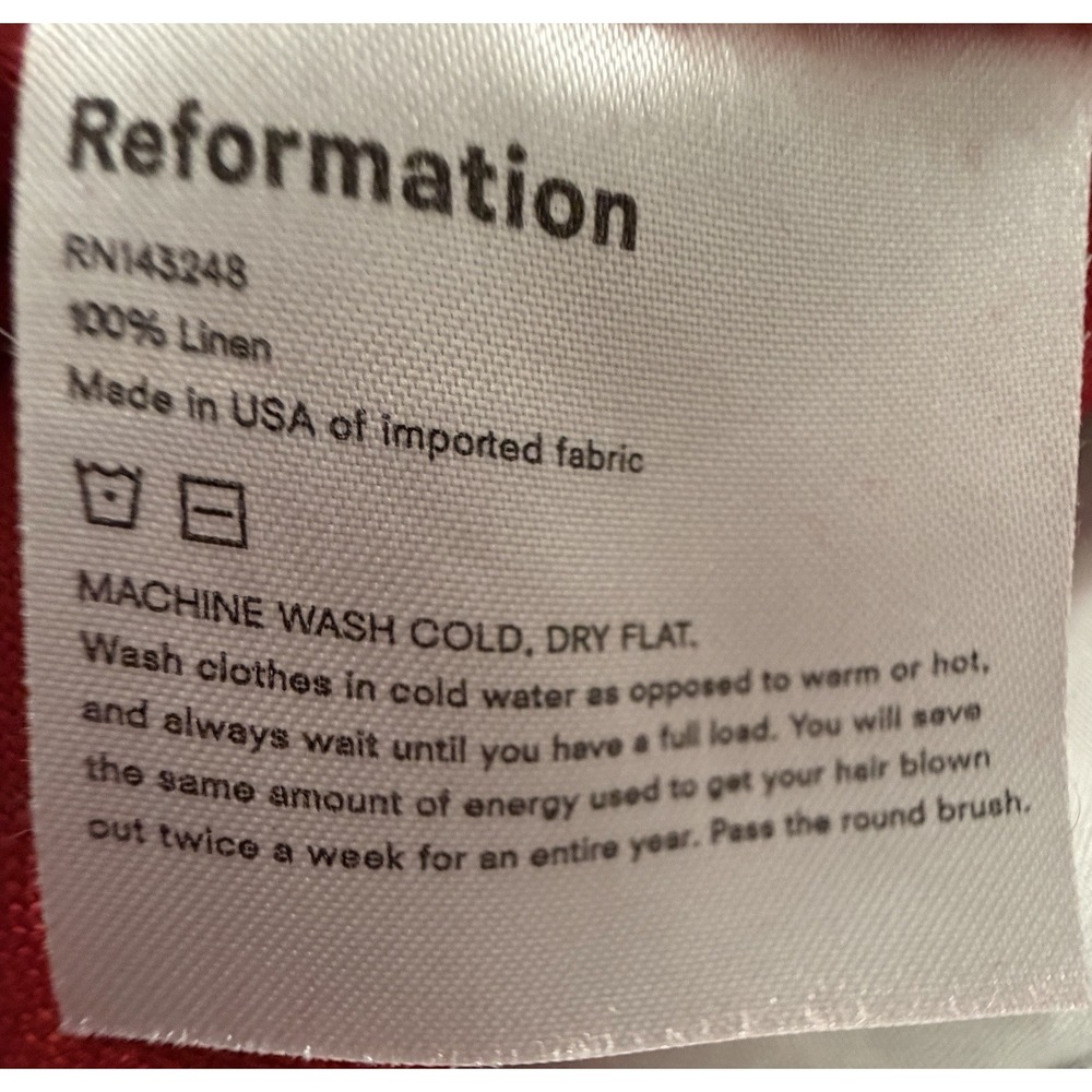 REFORMATION Tori Cherry Red 100% Linen Smocked Midi Dress Coastal Resort USA 6 - Picture 9 of 13